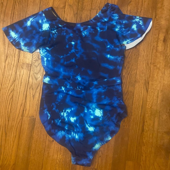 Amber noon blue onepiece ruffle sleeve swimsuit size 8 - Picture 9 of 9
